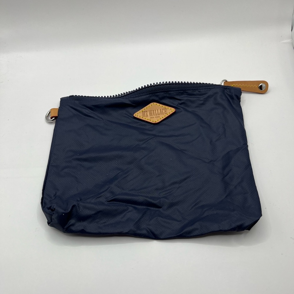 MZ Wallace Quilted Navy Blue Shoulder/Crossbody Bag with Tan Leather Trim - Picture 11 of 16